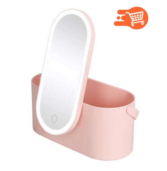 Estuche de maquillaje con espejo y luz LED