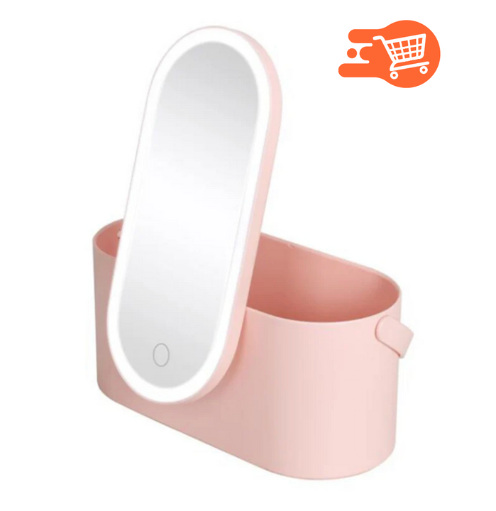 Estuche de maquillaje con espejo y luz LED