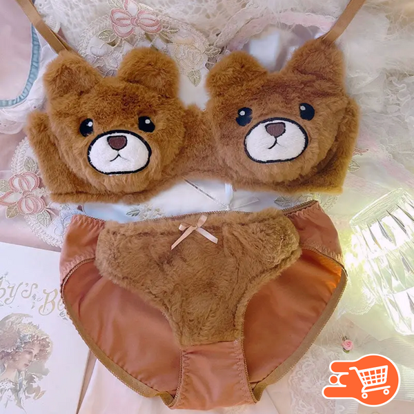 Conjunto de lencería de osito de peluche ultra suave para una comodidad busto-bajo-busto