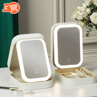 Estuche de maquillaje portatil con luz LED y espejo