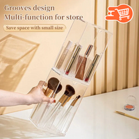 Portabrochas de maquillaje transparente con tapa