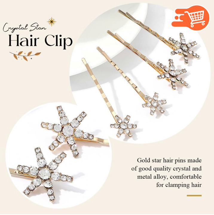 Pinzas para el pelo con estrella de cristal