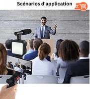 Kit de micrófono con trípode y luz LED