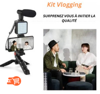 Kit de micrófono con trípode y luz LED