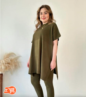 Conjunto de dos piezas de punto elástico para mujer (top + pantalón)