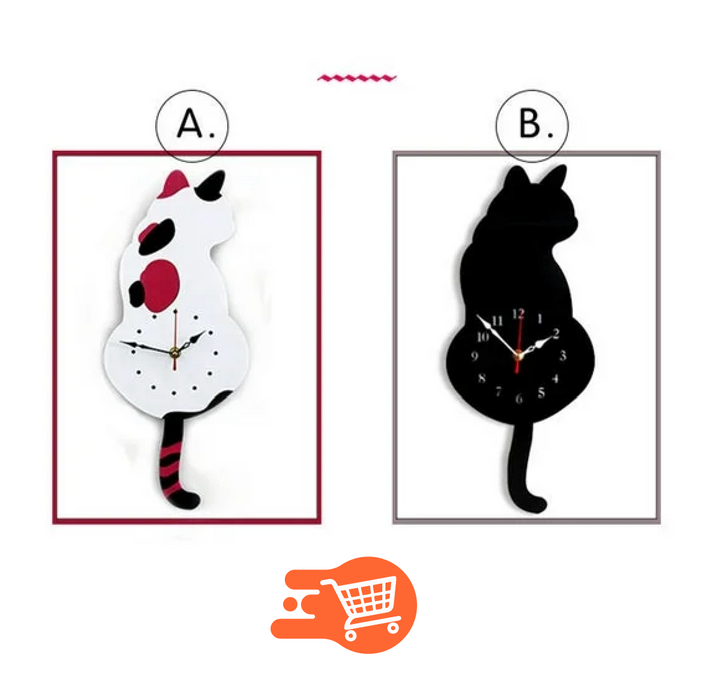 Reloj de pared con péndulo de gato negro