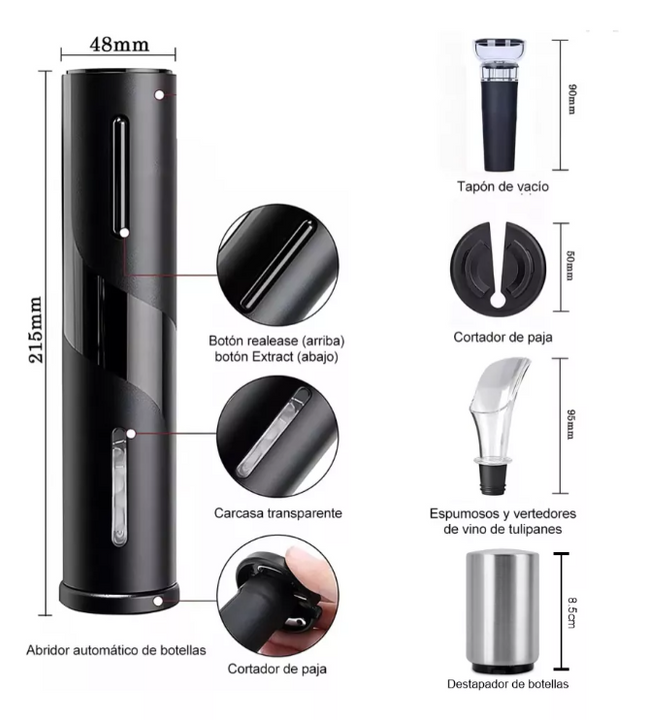 VinoLux | Kit Destapador de vino eléctrico
