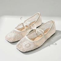Zapatos Mary Jane de Malla de Encaje Mujer
