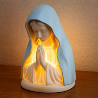 Lámpara de noche hecha a mano de resina con la oración de la Virgen María