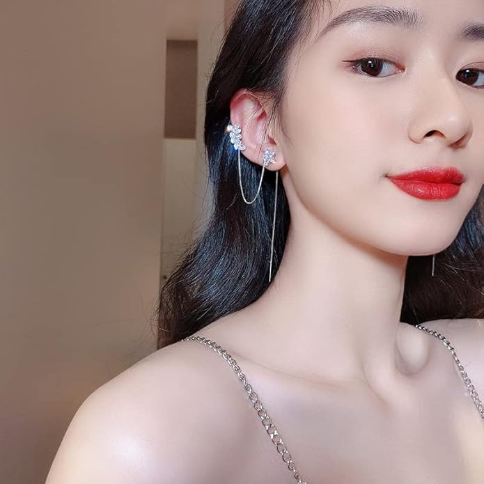 Elegantes pendientes coreanos de circonita