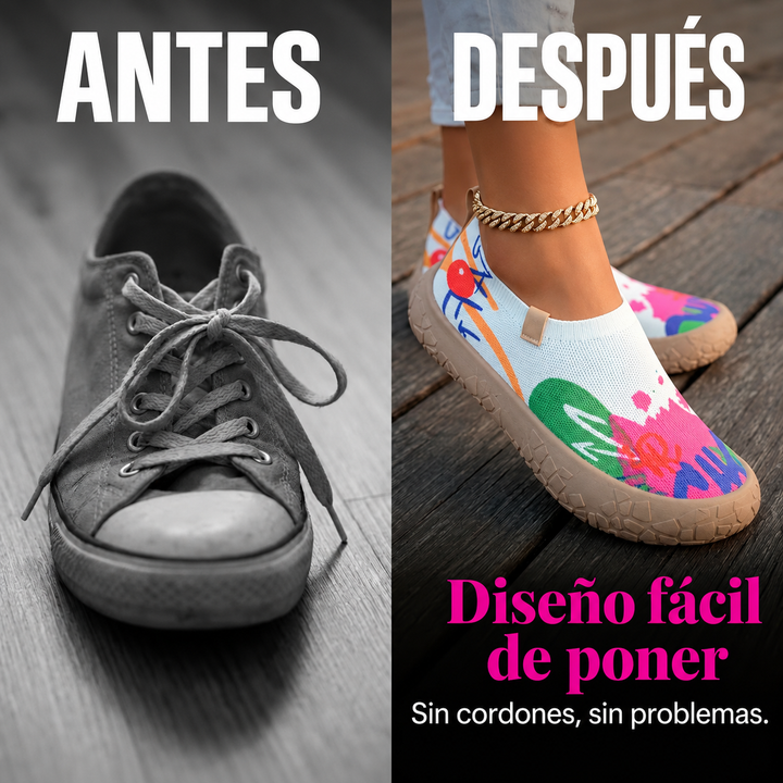 Zapatillas sin cordones con estampado artístico