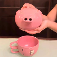 Juego de tetera Pink Piggy tetera de cerámica