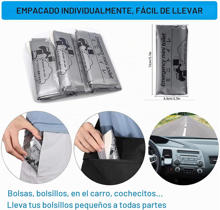 Pack de 5 Bolsas de Emergencia Unisex para Orinar con Gel