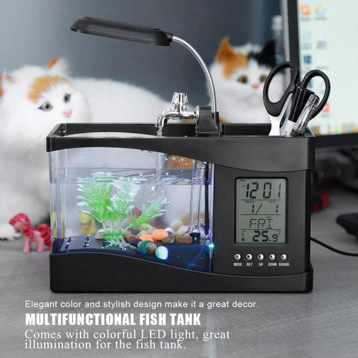 Acuario Recargable USB Multifuncional para pecera con función de Reloj