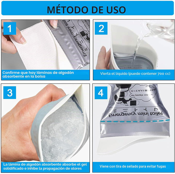 Pack de 5 Bolsas de Emergencia Unisex para Orinar con Gel