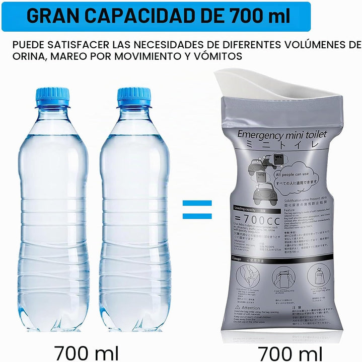 Pack de 5 Bolsas de Emergencia Unisex para Orinar con Gel