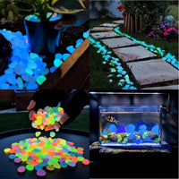 Piedras de jardín coloridas que brillan en la oscuridad
