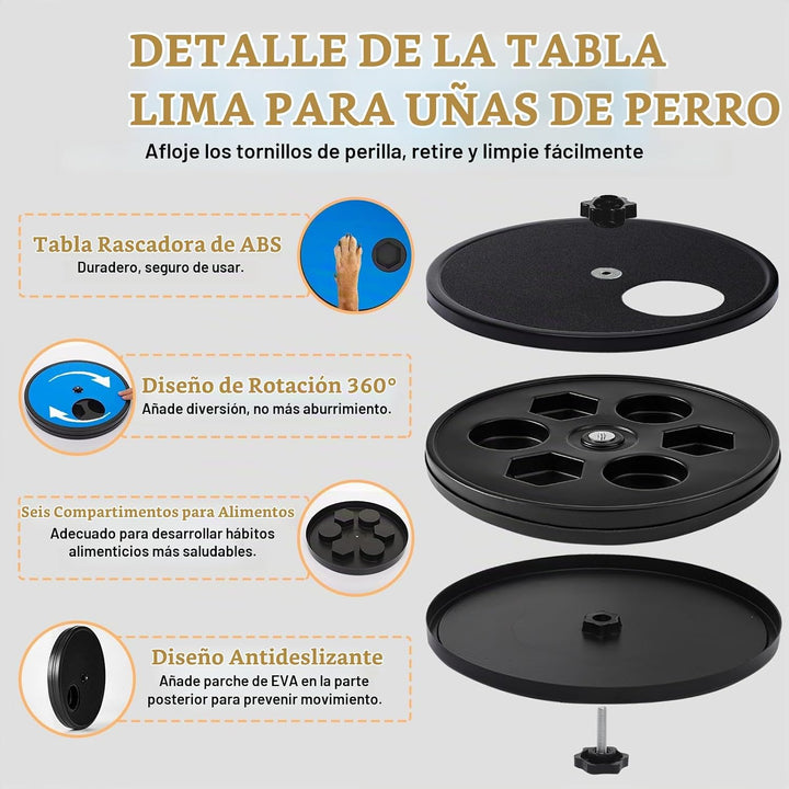 Tablero giratorio 3 en 1 para rascar uñas de perro