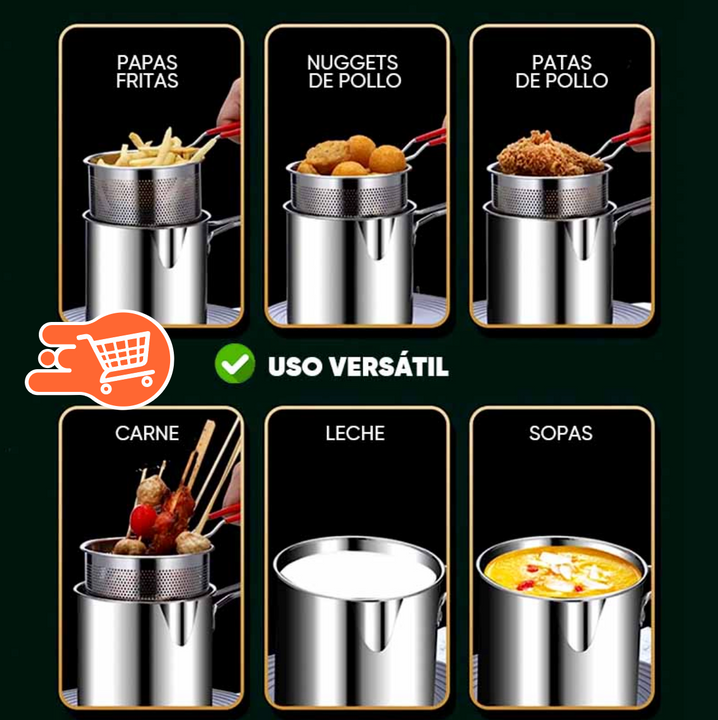 Olla con Filtro para Freir en Acero Inoxidable