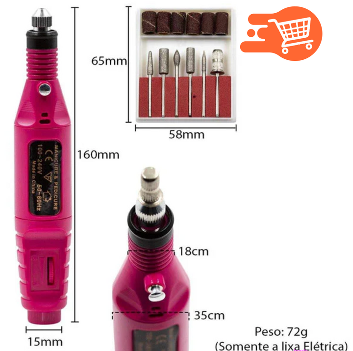 Lima de uñas eléctrica + 6 brocas gratis