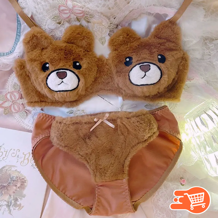 Conjunto de lencería de osito de peluche ultra suave para una comodidad busto-bajo-busto