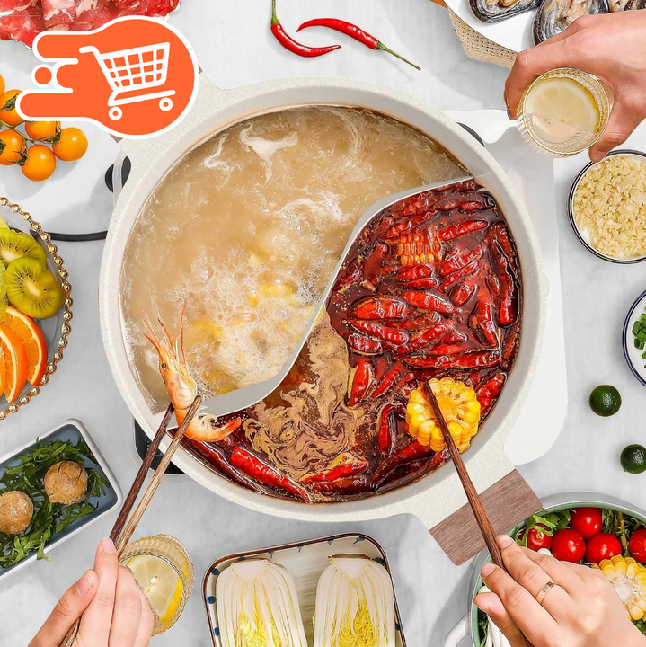 Olla dividida para cocina doble