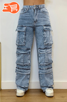 Jeans con diamantes de imitación