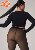 Mallas elásticas semitransparentes con forro de felpa cálida