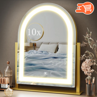 Espejo de maquillaje iluminado con control táctil y rotación de 360°