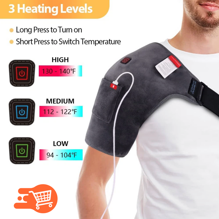Vendaje calefactable para hombros con almohadillas térmicas USB para el dolor