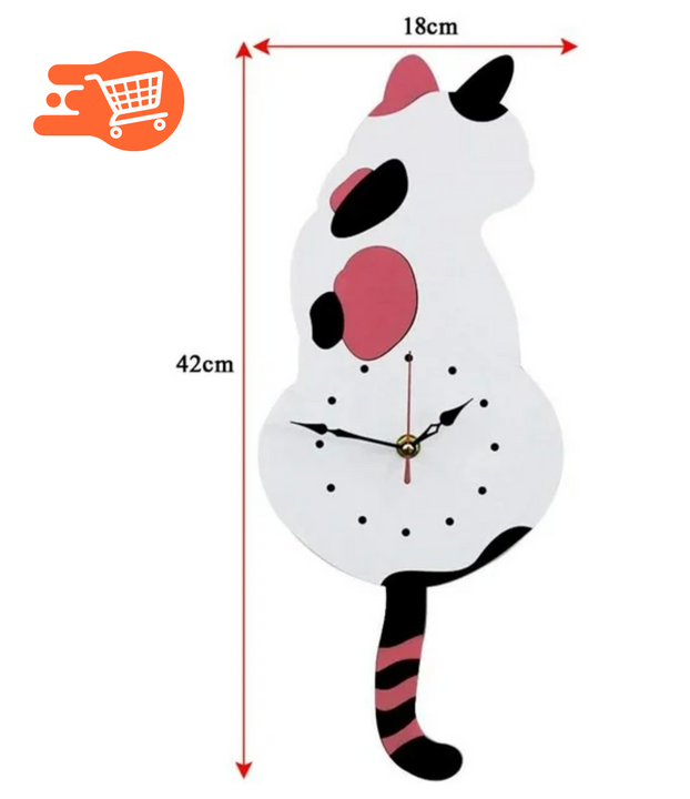 Reloj de pared con péndulo de gato negro