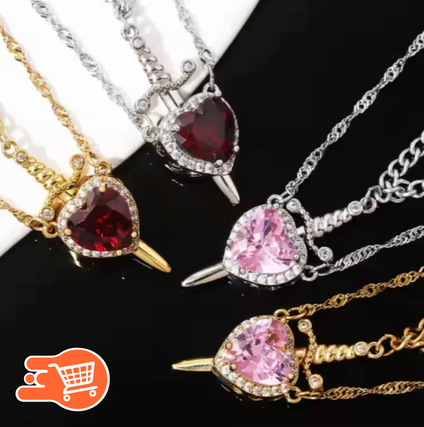 Collares corazón y espada