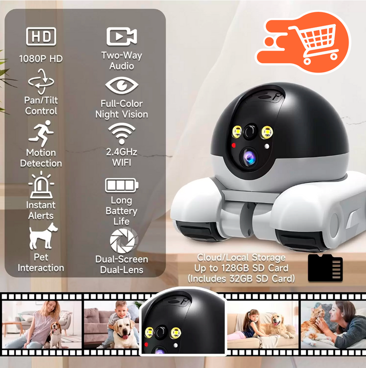 Cámara Robot 1080P Monitor Móvil Wi-Fi