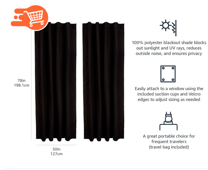 Cortina Blackout Portátil con Ventosas