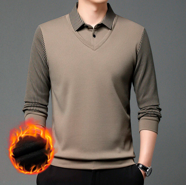 Conjunto de camisa de cuello a rayas