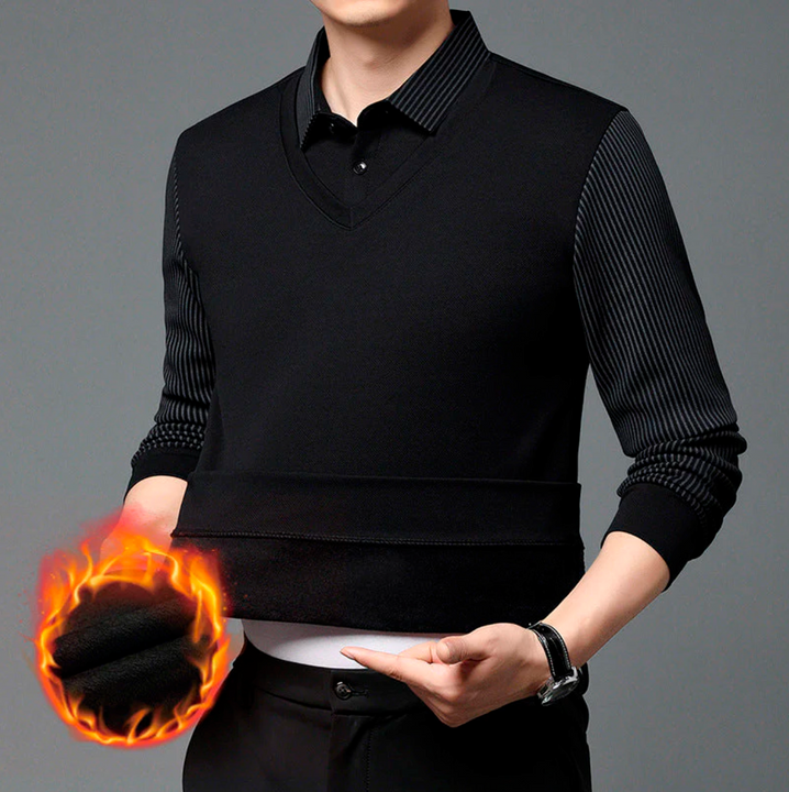 Conjunto de camisa de cuello a rayas