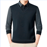 Conjunto de camisa de cuello a rayas