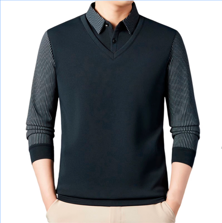 Conjunto de camisa de cuello a rayas