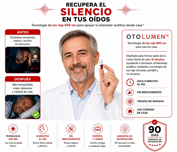Dispositivo para oidos con terapia de luz