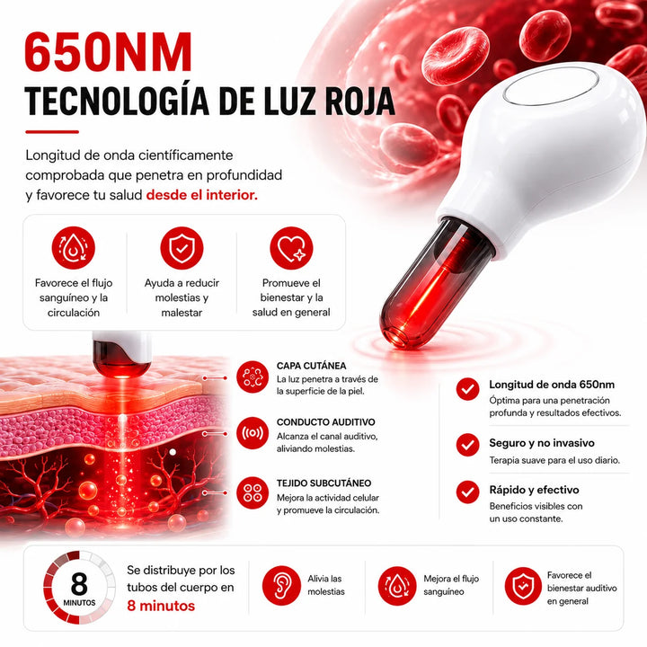 Dispositivo para oidos con terapia de luz