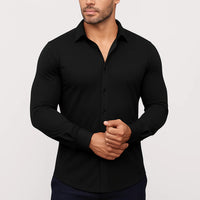 Camisa elastica anti-arrugas | PACK X 3 | COLORES BLANCO, NEGRO Y AZUL