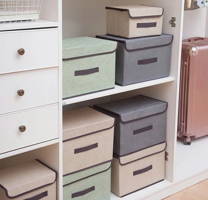 Cajas Organizadoras De Tela Plegables Con Tapas