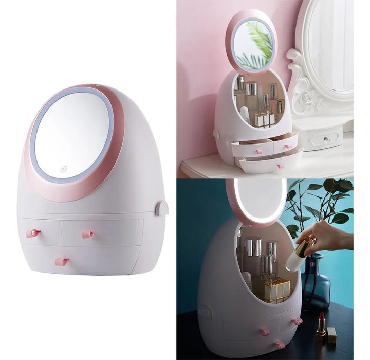 Organizador de maquillaje Flamingueo con luz LED y espejo