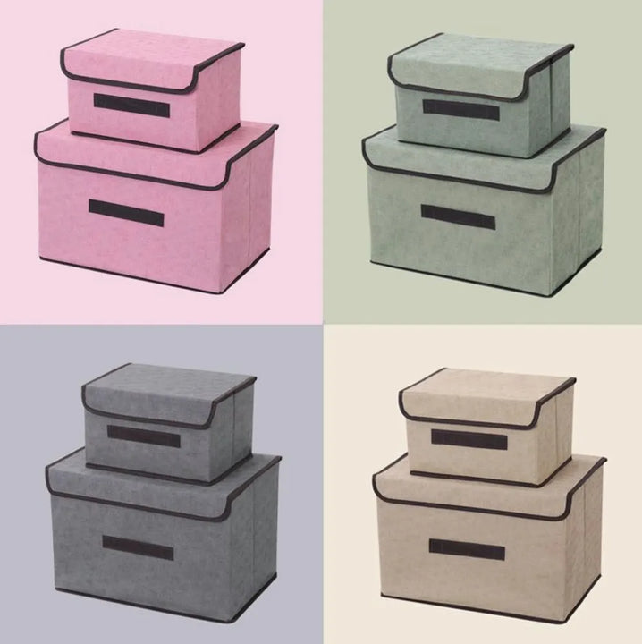 Cajas Organizadoras De Tela Plegables Con Tapas