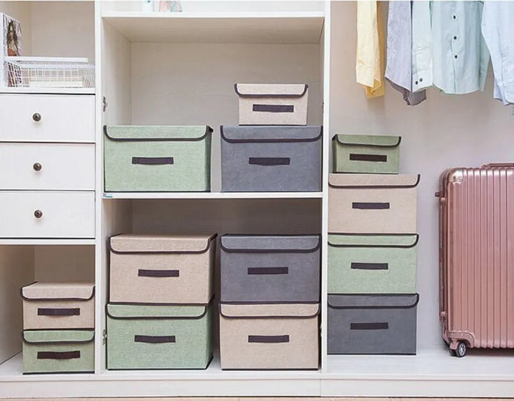 Cajas Organizadoras De Tela Plegables Con Tapas