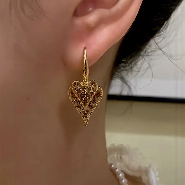 Pendientes con Diseño de Corazón Doble