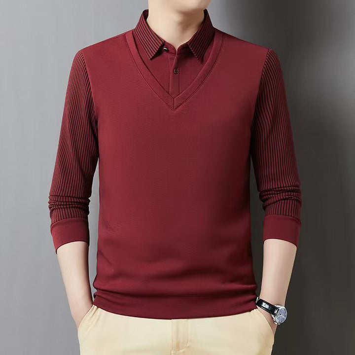 Conjunto de camisa de cuello a rayas