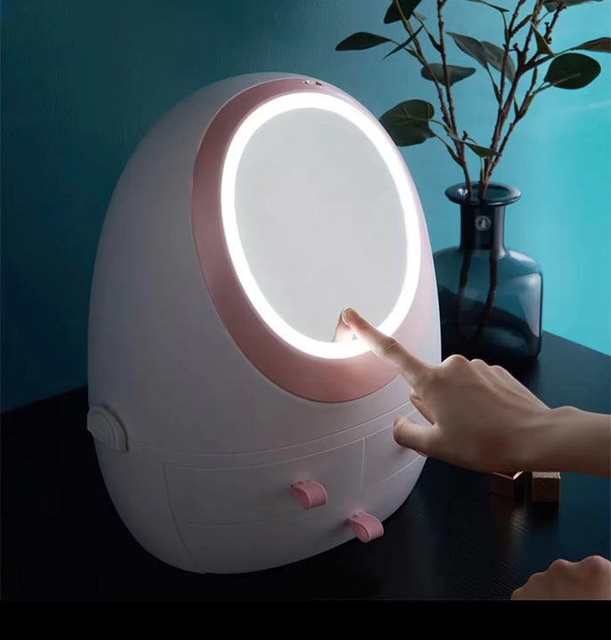 Organizador de maquillaje Flamingueo con luz LED y espejo