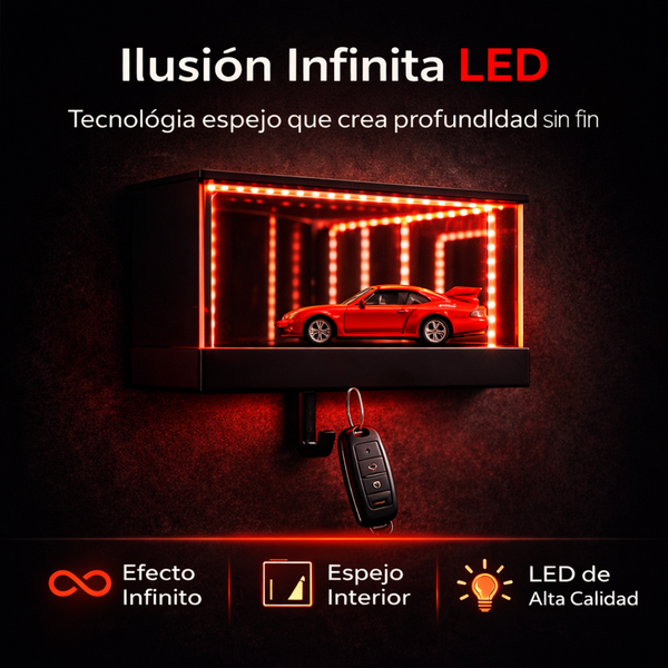 Soporte de Pared 3D para Llaves de Coche con Espejo Infinito