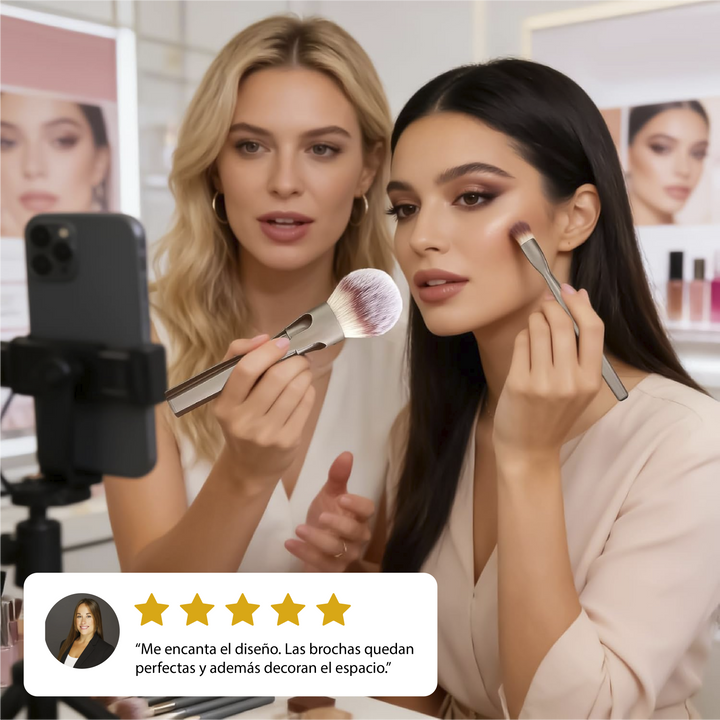 Set de brochas de maquillaje 4 en 1 con mango magnético